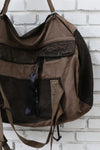 BORIS BIDJAN SABERI Leather and linen stitching travel bag INFANTERY BAG1 F1944+FMM20036